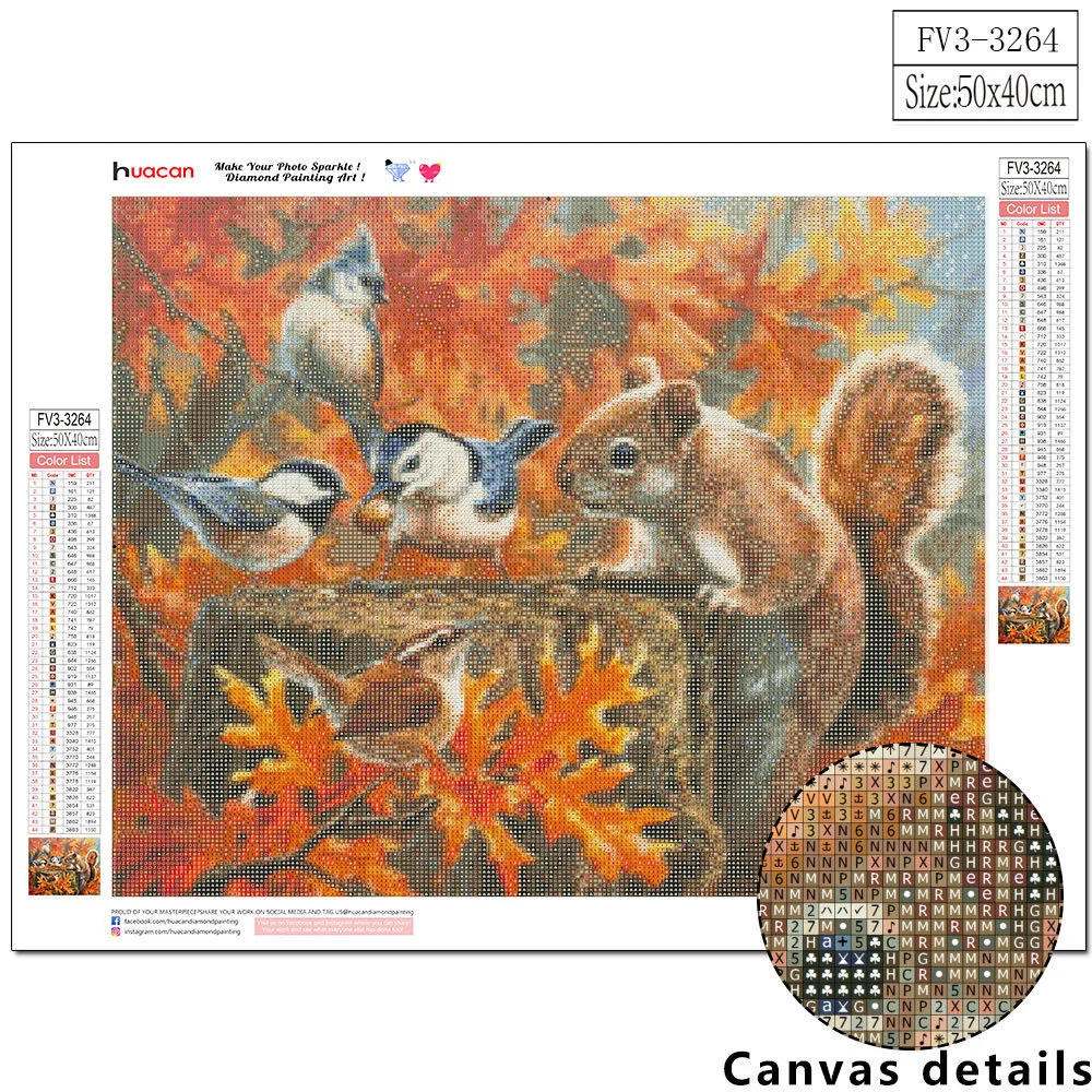 Description Picture 3 of itemHUACAN 5D DIY Diamond Painting Squirrel Picture Of Rhinestone Diamond Embroidery Cross Stitch Animal Bird Mosaic Fall Decoration