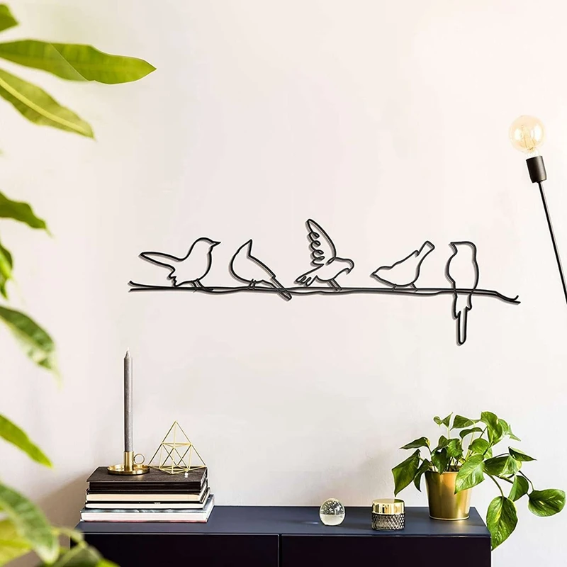

1 Piece Bird Metal Wall On Wire Art Bird Pendant Black Metal Wire Bird Wall Hanger