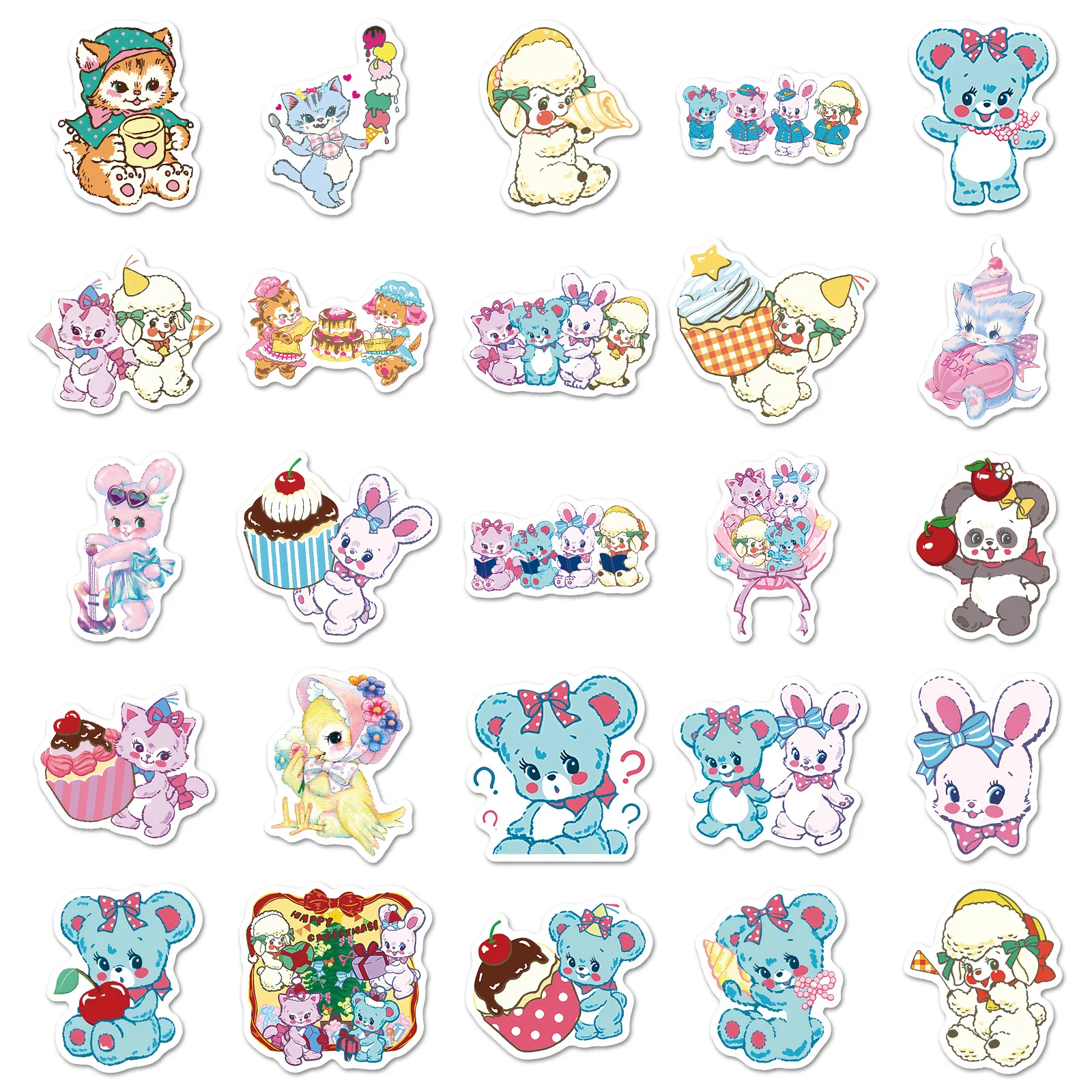 50Pcs 귀여운 수영 선수 스티커 고양이 토끼 데칼 노트북 스크랩북 수하물 기타 헬멧 DIY 낙서 미적 스티커