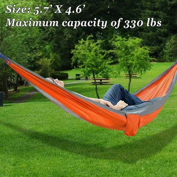 Ultra Light Nylon Parachute Hammock Camping Backpacking Travel Tree Swing Bed with Straps Carabiners Portable Carry Bag 330LB 2