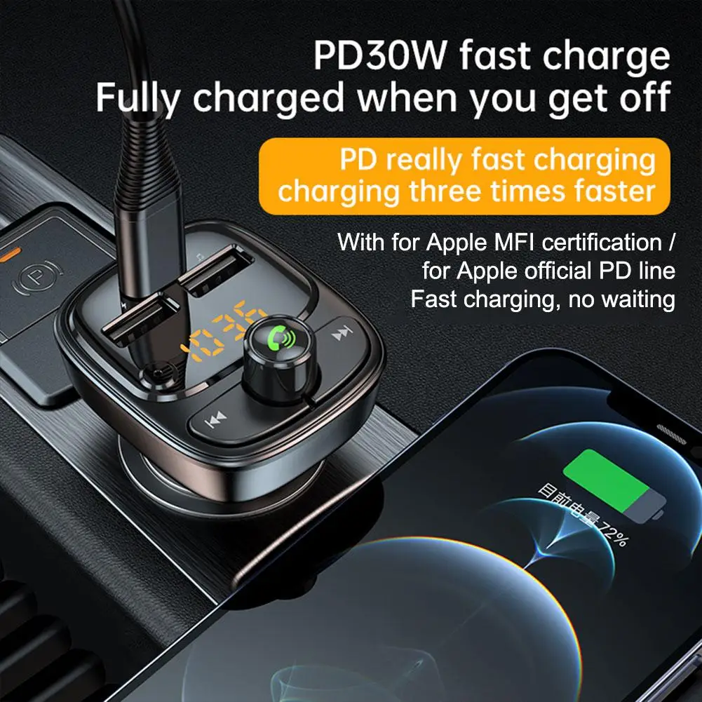 

1pc Fm Transmitter Car Quick Charger For Phone Bluetooth 5.1 Car Kit Audio Mp3 Player Fast Charging Charger Fm Modulator J1g0