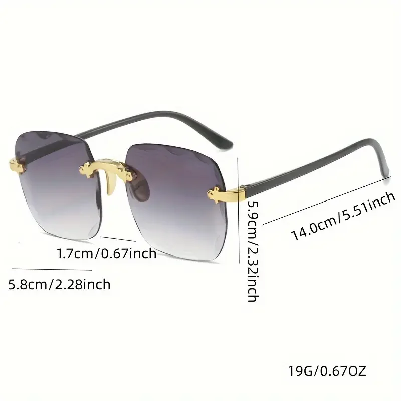 3PCS Square Rimless Sunglasses Women Brand