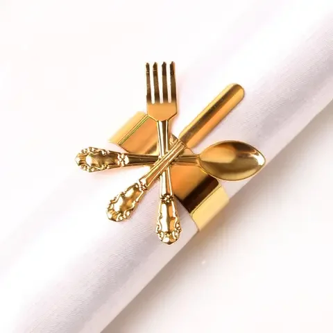 

6pcs Hotel Table Western Knife And Fork Spoon Napkin Buckle Napkin Ring Holder Cloth Ring Towel Buckle Dinning Table Home Decor