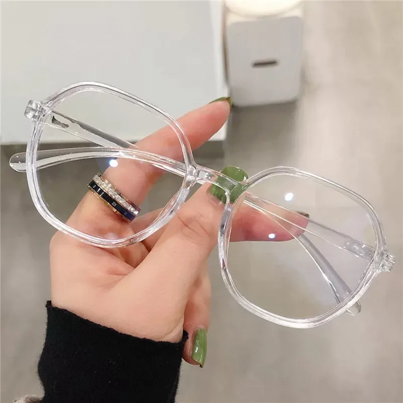 

Zilead Transparent Myopia Glasses Fashion Anti-blue Glasses for Women Men Popular Big Glasses College Students Nearsighted TR90