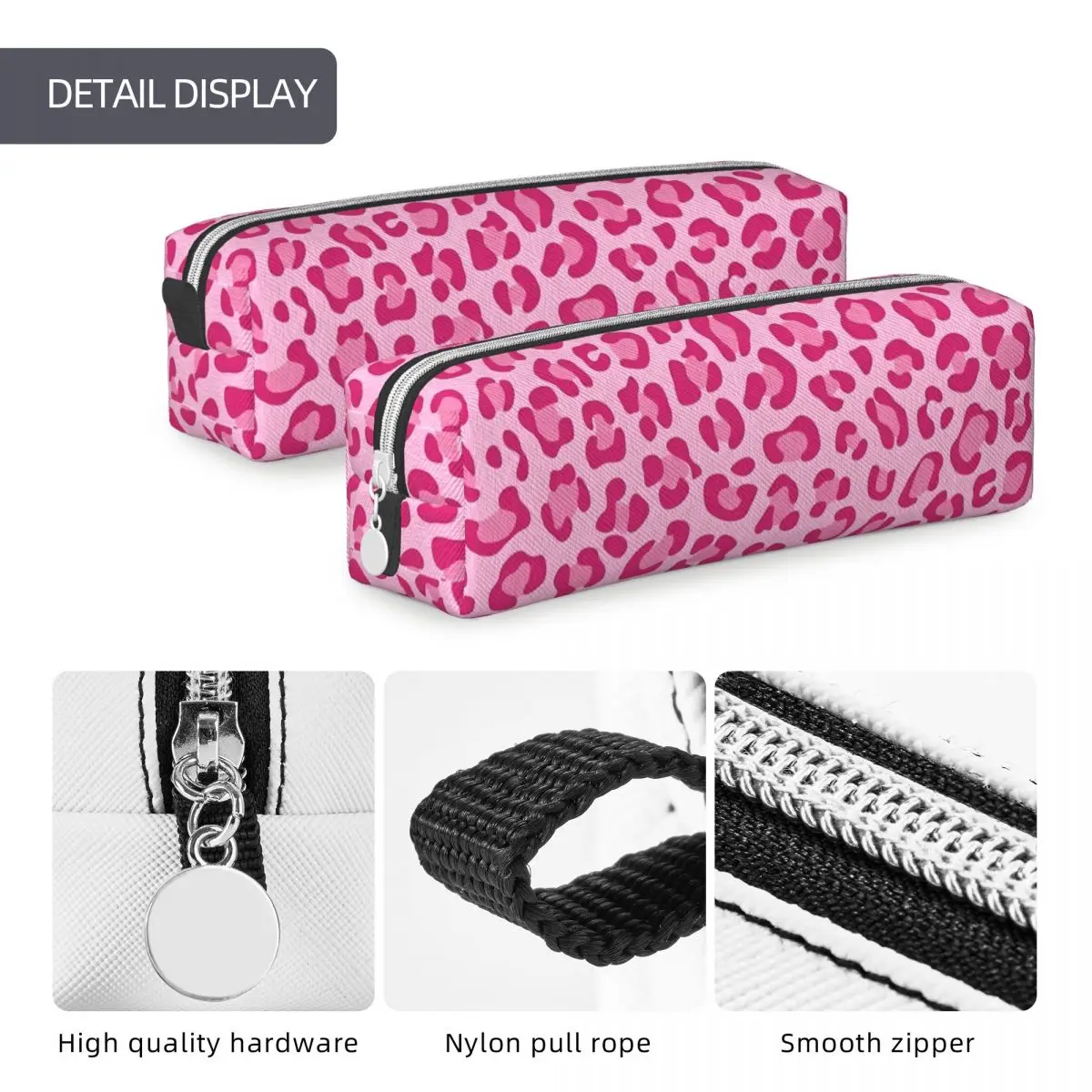 Pink Leopard Pencil Case Pencil Pouch Pen Holder for Student Large Storage Bag Students School Cosmetic Stationery Pencil Cases Stationery Box Pen Storage Bag