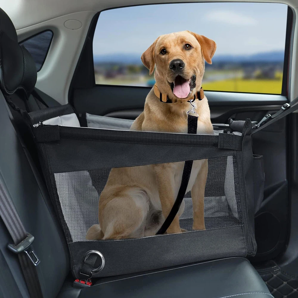 Car Seat Cover Detachable and Washable Pet Seat Cushion with Hanging Bag Dog Travel Comfortable Travelling Experience