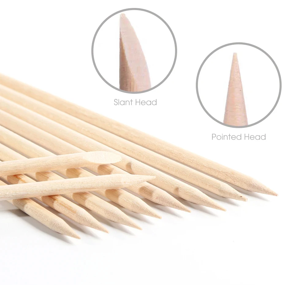 Nail Art Pusher 50/100pcs Orange Wood Sticks Cuticle Pusher Remover Rhinestones Dotting Removal Manicure Pedicure Care Tools