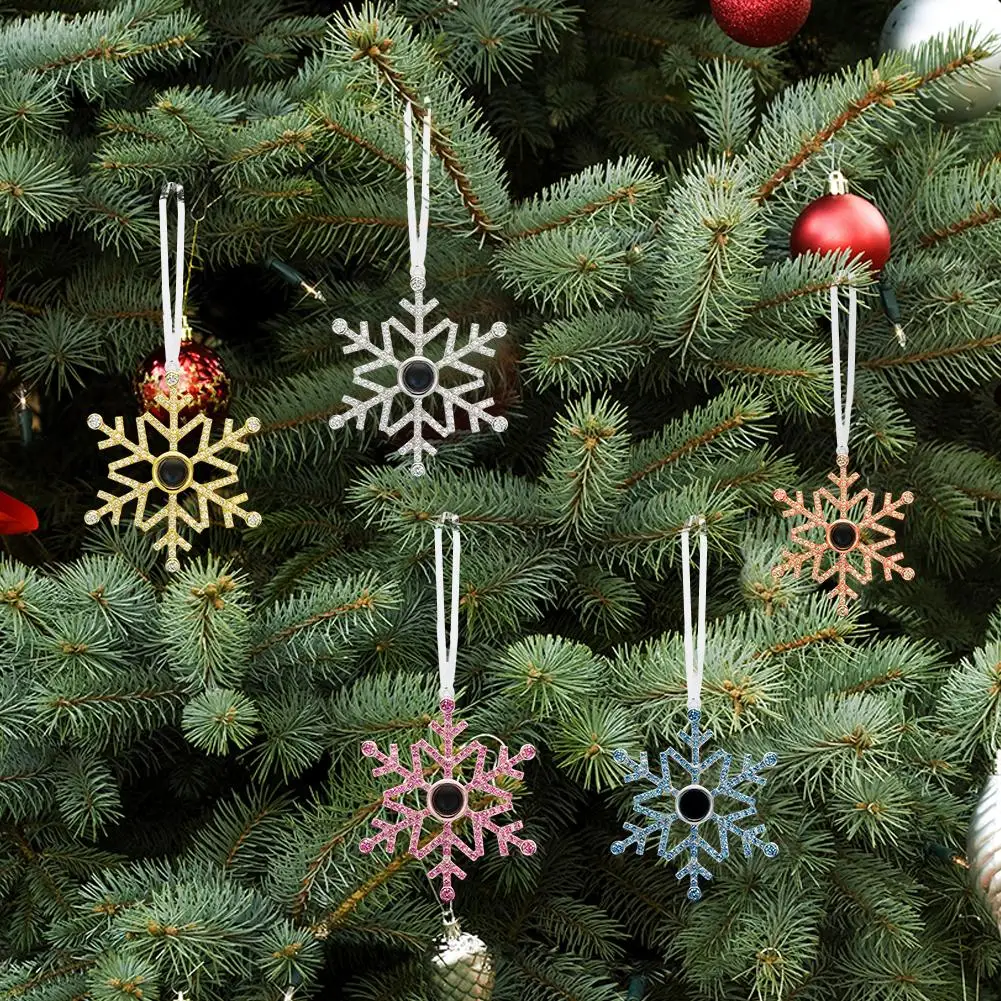 Silver Christmas Gift Snowflake Projection Hanging Ornament Ornament Picture Pendant Ribbon Memorial Gift Christmas Decor christmas decorations