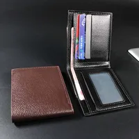 PU Leather Slim Short Wallets for Men Card Holders Ultra-thin Money Clips Luxury Designer Mini Men Wallet Driving License Holder 2