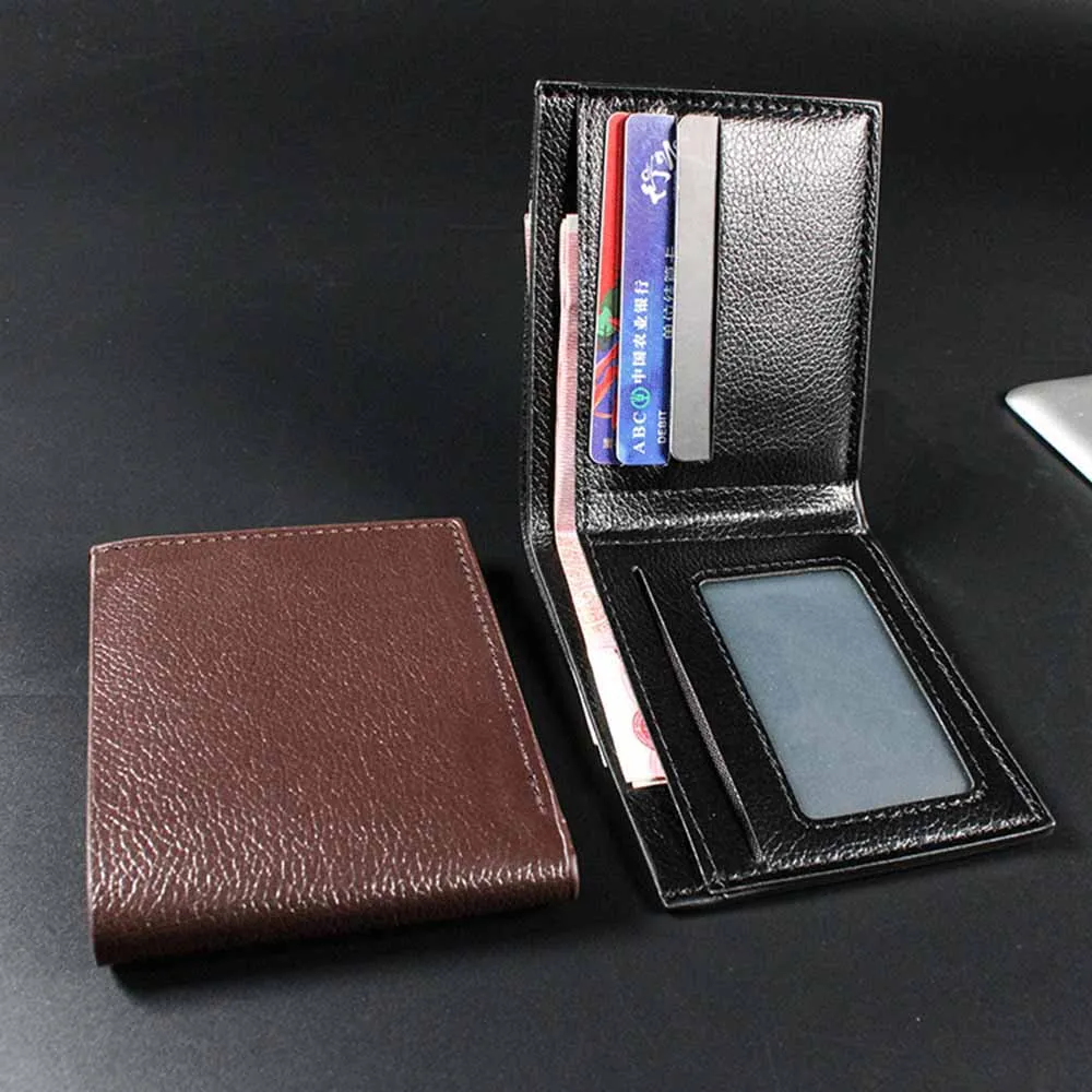 Vintage Lychee Texture Men's Wallets Short Style Coin Bag Multi Card Slots Card Holder Credit Card Bag Men Small Cash Purse 4
