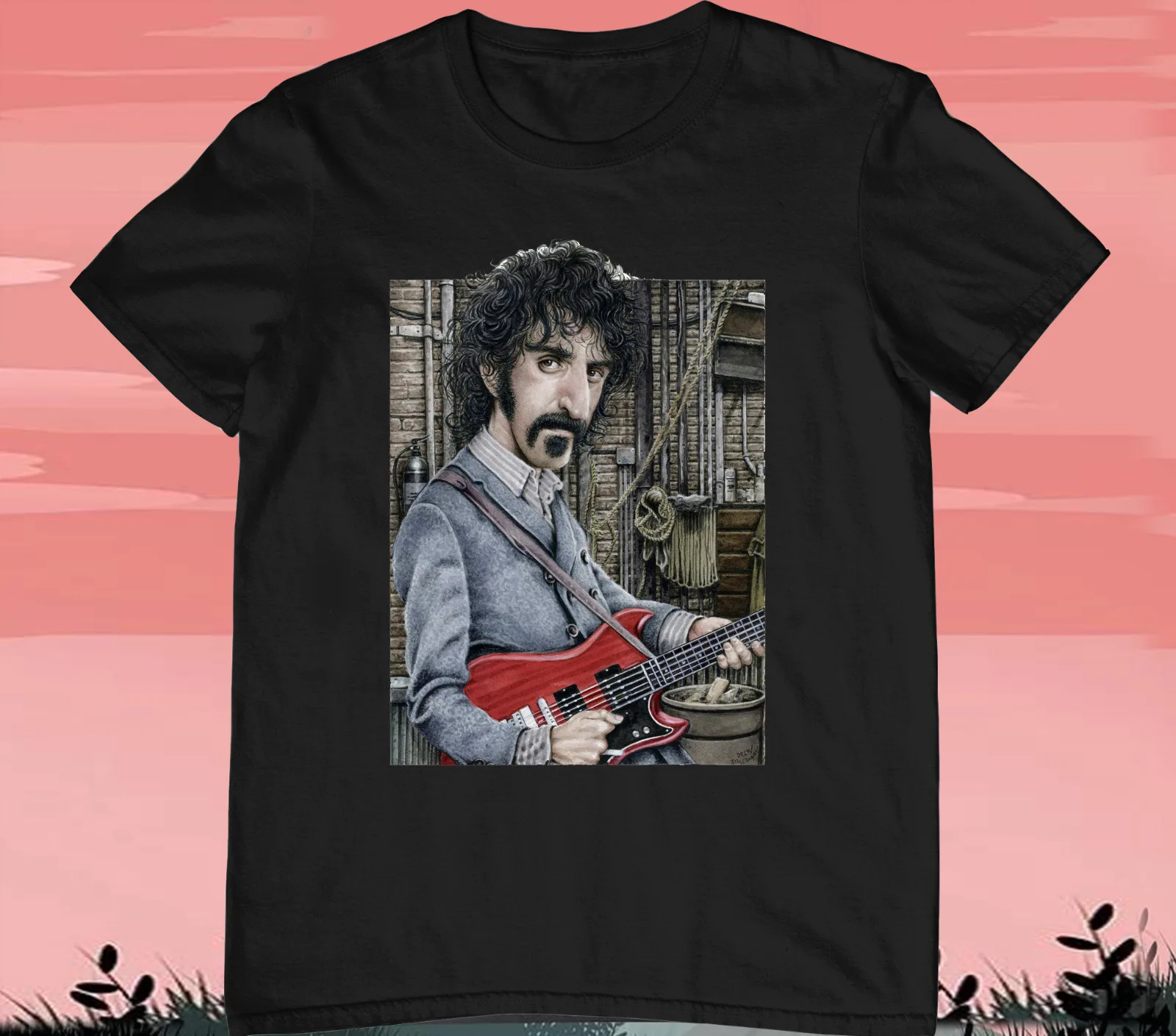 Frank Zappa Caricatura Tshirt Cotone Tee Tutte Le Dimensioni