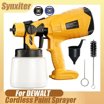 Cordless Electric Spray Gun HVLP Paint Sprayer With 2 Nozzles Flow Control Car Furniture Wall Painting For Dewalt 18V Battery 1
