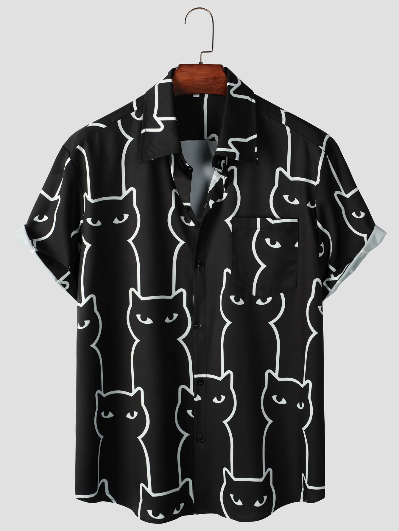 

Summer Casual Aloha Shirts with Cats Print - Button Up Short Sleeve Beach Shirts for Men