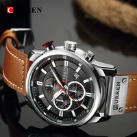 Montre chronographe à quartz pour homme CURREN 8291, montre-bracelet décontractée en cuir, style militaire, sport, mode, gentleman 3