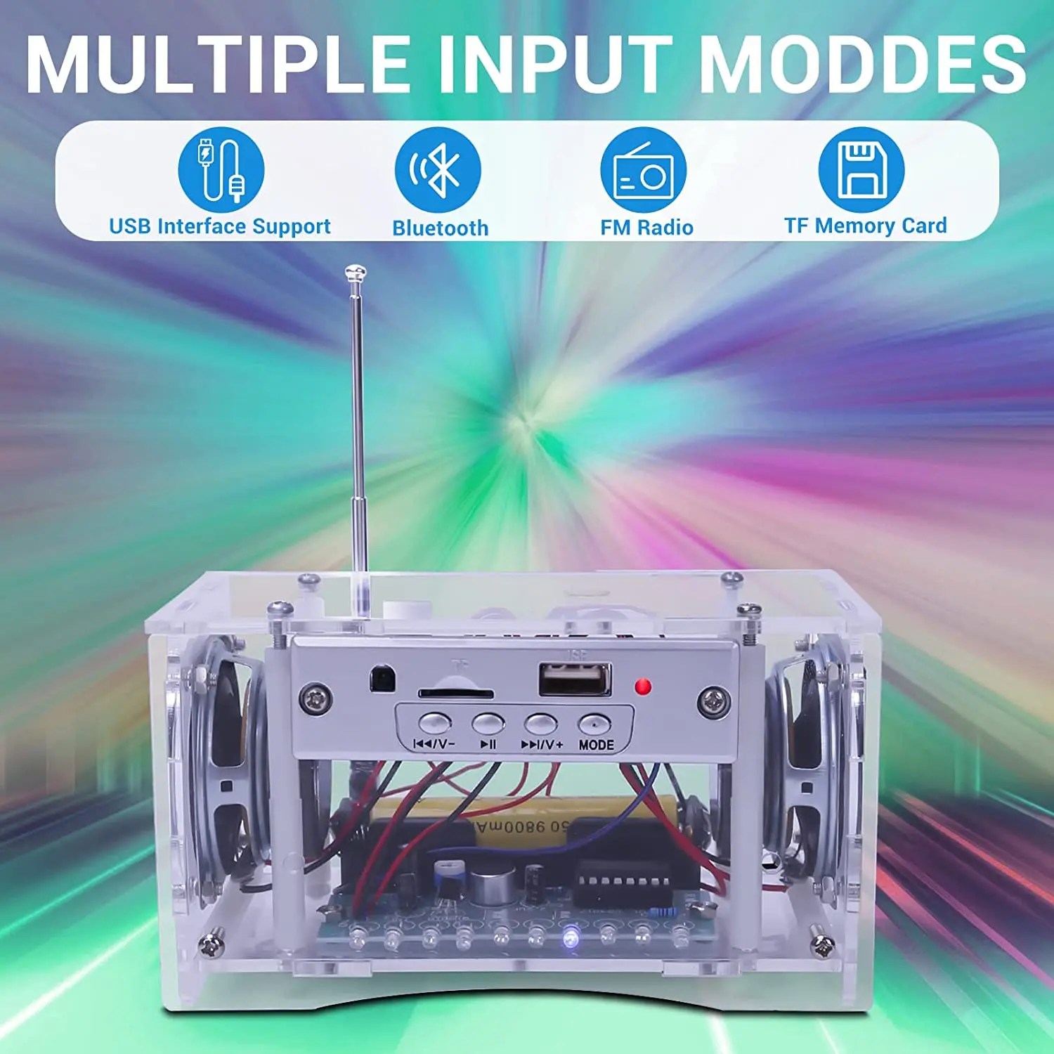 Elektronica Soldeer Bouwpakket Radio FM Bluetooth Luidspreker - 3W + 3W Met LED Geluidsregeling En Afstandsbediening