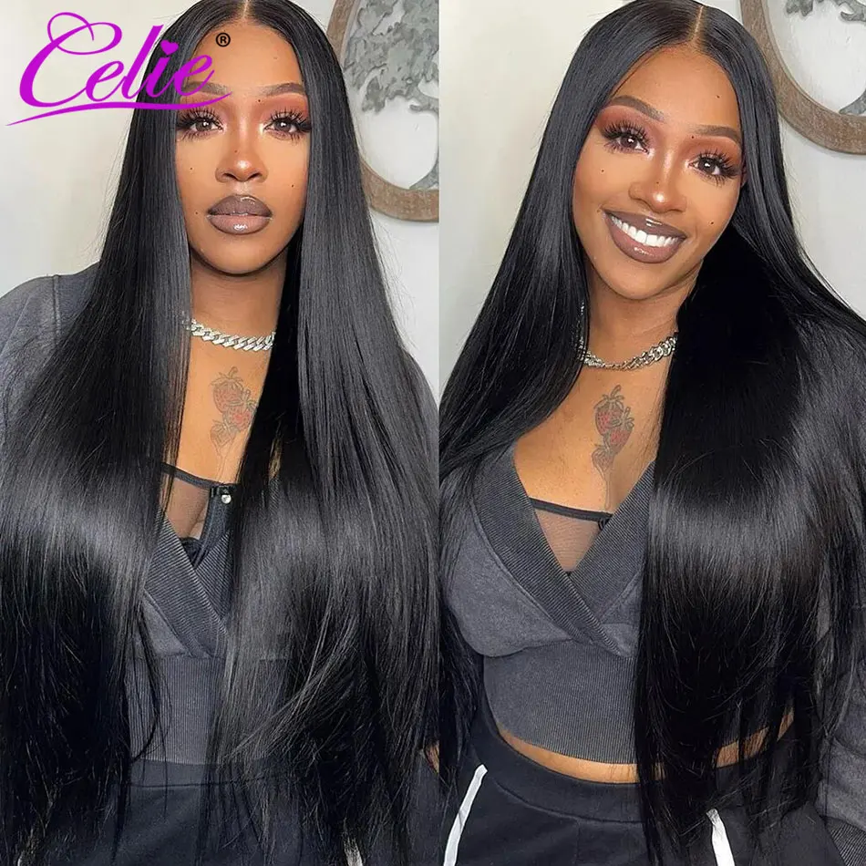 Celie Straight Lace Front Wigs For Women Ready To Go 5x5 HD Lace Closure Wig Pre Plucked Front Human Hair Wigs
