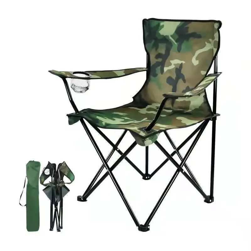 Armrest Camping Picnic Fishing Folding Chair Black Outdoor