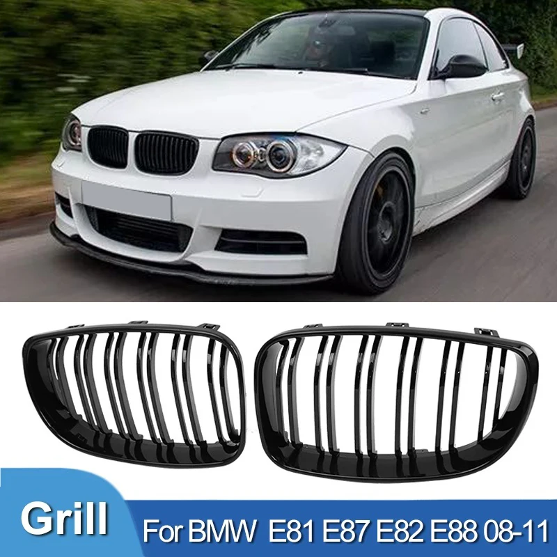 

Pulleco For BMW E81 E87 E82 E88 128I 130I 135I Car Front Bumper Kidney Grill Grille Racing Grills 07-11 ABS Grilles Gloss Black