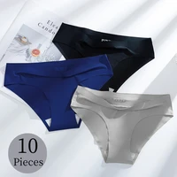 BZEL 10PCS/Set Seamless Women's Panties Sport Breathable Underwear Silk Satin Sexy Lingerie Solid Color Briefs Comfortable Panty