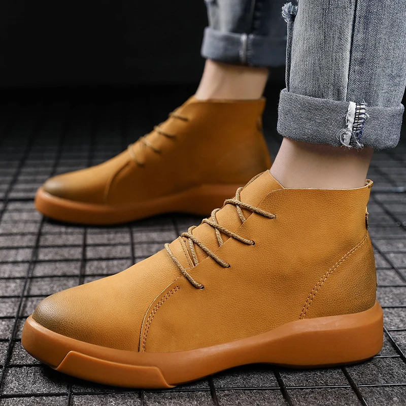Winter Fur Warm Chelsea Men's Boots Fashion Brand Suede Vintage Ankle Boots Tendon Sole Wear Work Boots Outdoor Soft Sole Boots