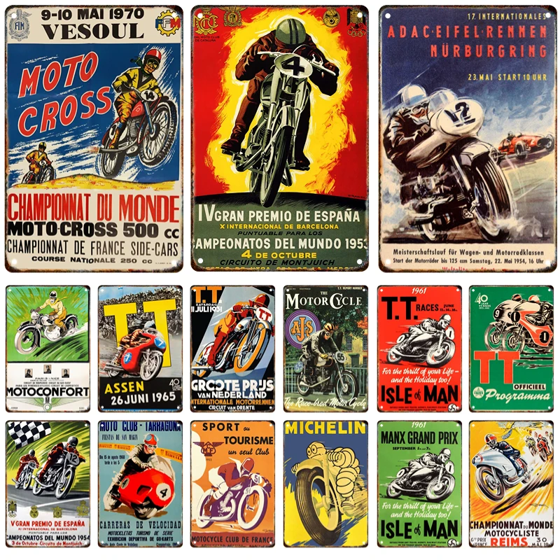 Retro Moto Club Race Metal Tin Sign Targa Targa Decorativa Lamiera Di Ferro Garage Wall Hanging Painting Men Cave Art Home Deco