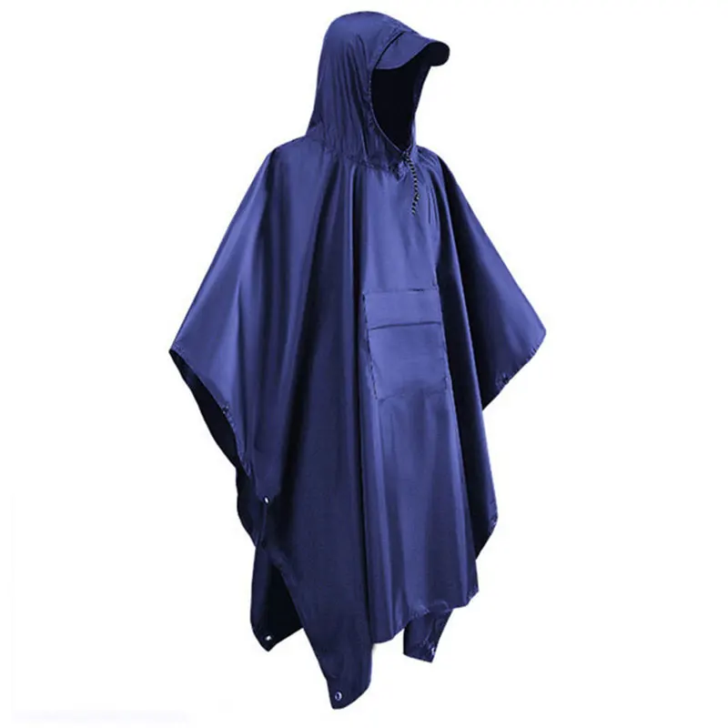3 in 1 Raincoat Portable Multifunctional Outdoor Hooded Rain Poncho Hiking Poncho Raincoat Waterproof Outdoor Camping Tent Mat waterproof raincoat