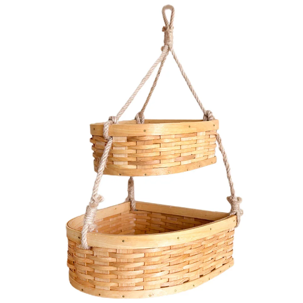 

Ginger Basket for Kitchen Hanging Wall Woven Baskets Fruits Bowl Wooden Storage