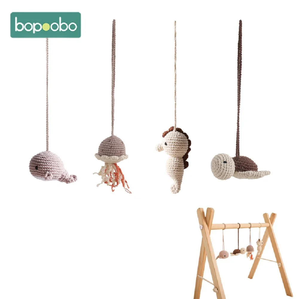 

1Set Ocean Crochet Animal Pendant Wooden Baby Play Gym Mobile Rattle Newborn Sensory Pendant Gift Handmade Stroller Accessorie