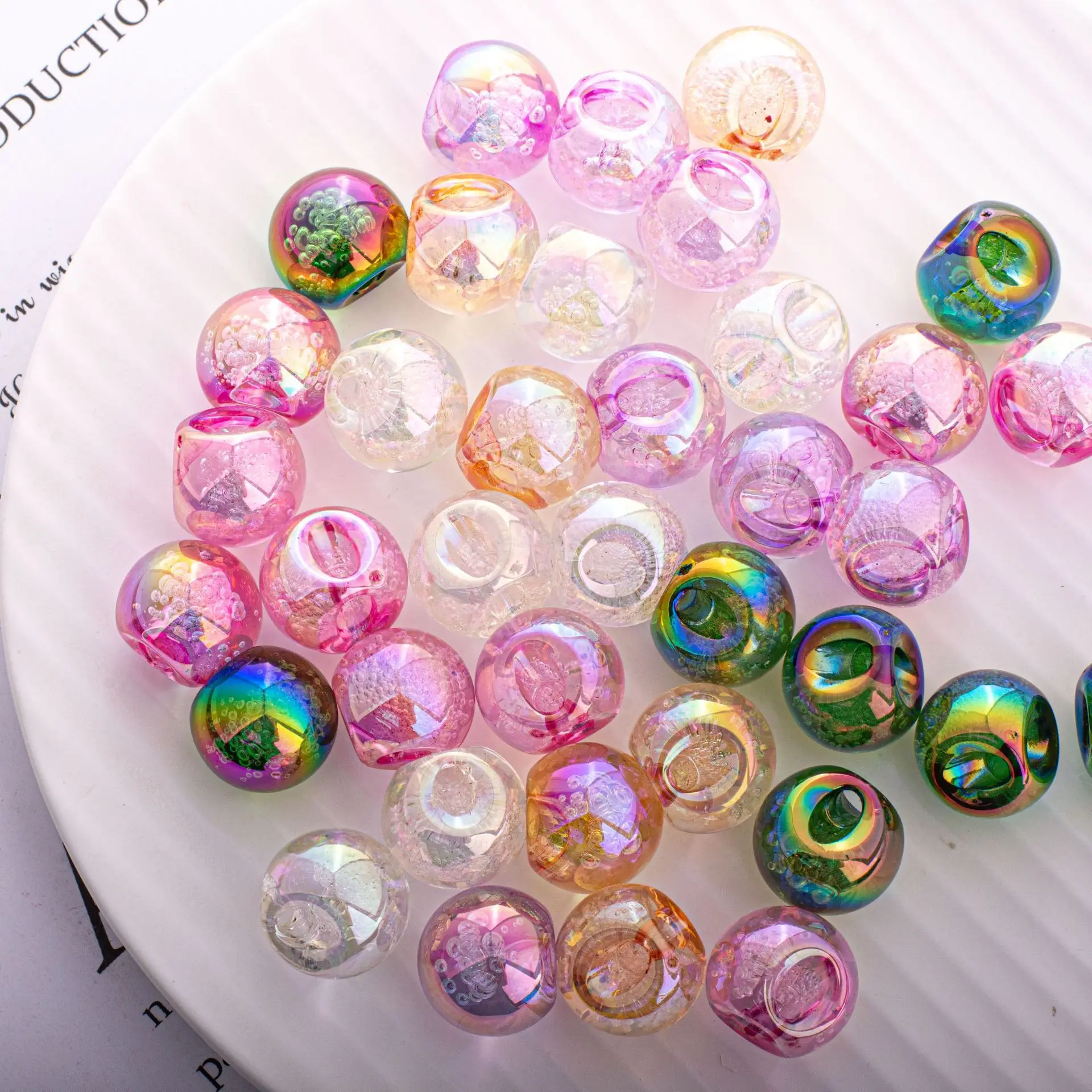 

Bubble Style AB Transparent Colors Acrylic Plastic Beads Fit Girl Hair Ornament Elastic Band 16mm 100pcs DIY Jewelry Findings