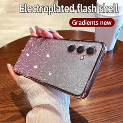 Luxury Gradient Glitter Case - Premium Silicone Plating Cover - S22 (Pink)