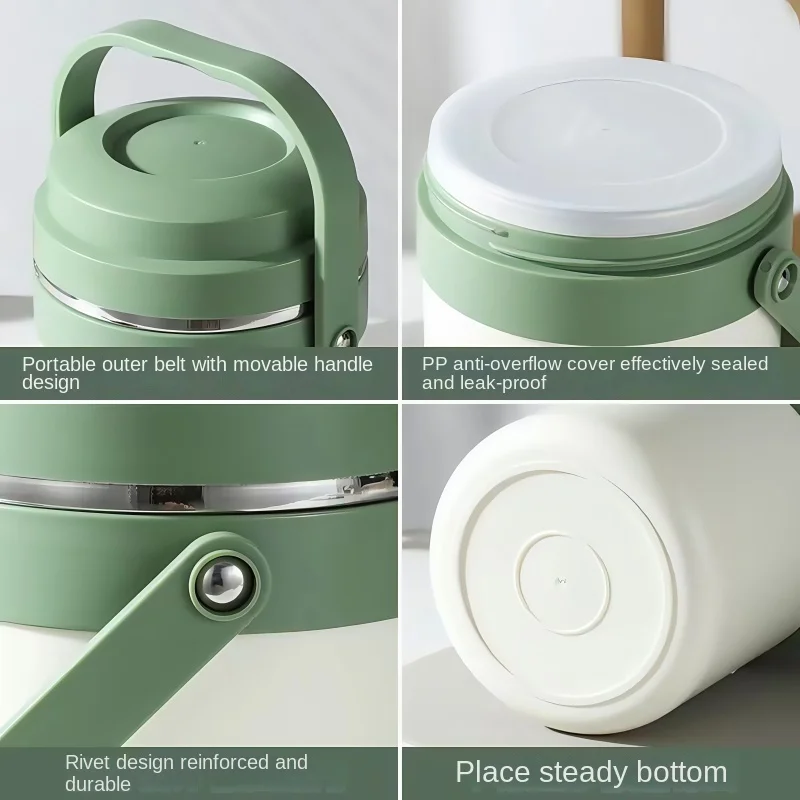 Stainless Steel Adult Vacuum Insulated Soup Bucket Thermos Bottle Portable Multi-layer Stackable Bento Box Hot Food Container 5