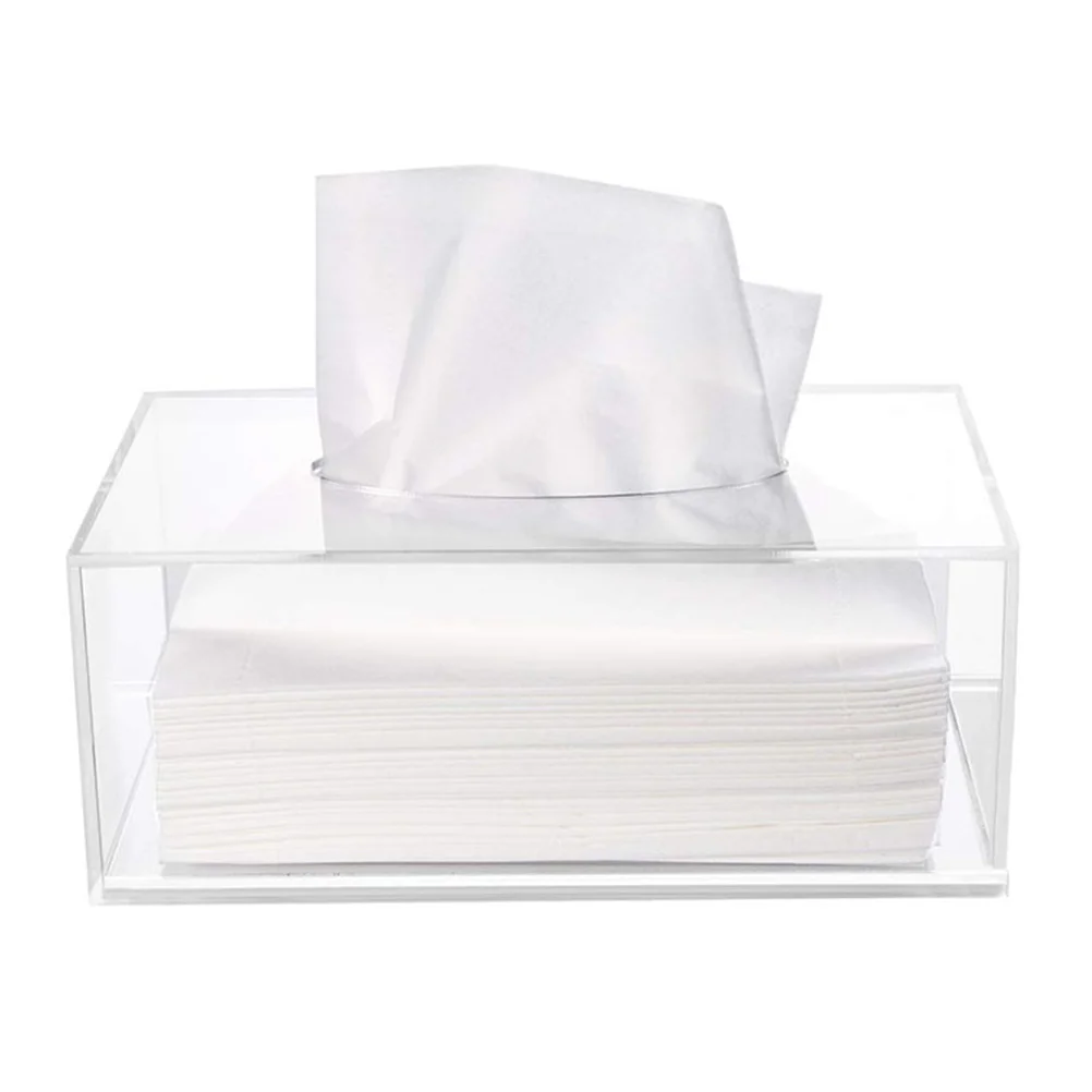 Clear Acrylic Tissue Box Holder Simple Rectangular Paper Napkin Cointainer Oragnizer for Car Home End Table 6