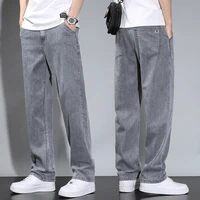 Summer Thin Men's Straight Loose Gray Jeans Soft Fabric Lyocell Fabric Light Colored Casual Pants Male Brand Trousers 1