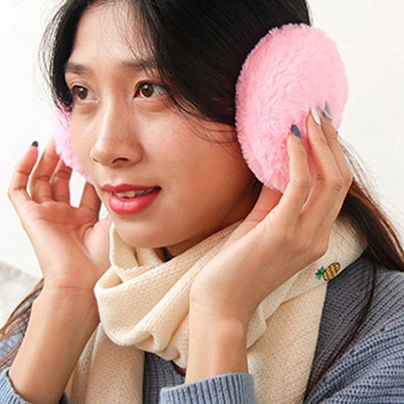 남녀공용 플러시 귀마개, 단색 귀마개, 패션 귀마개, 가을, 겨울