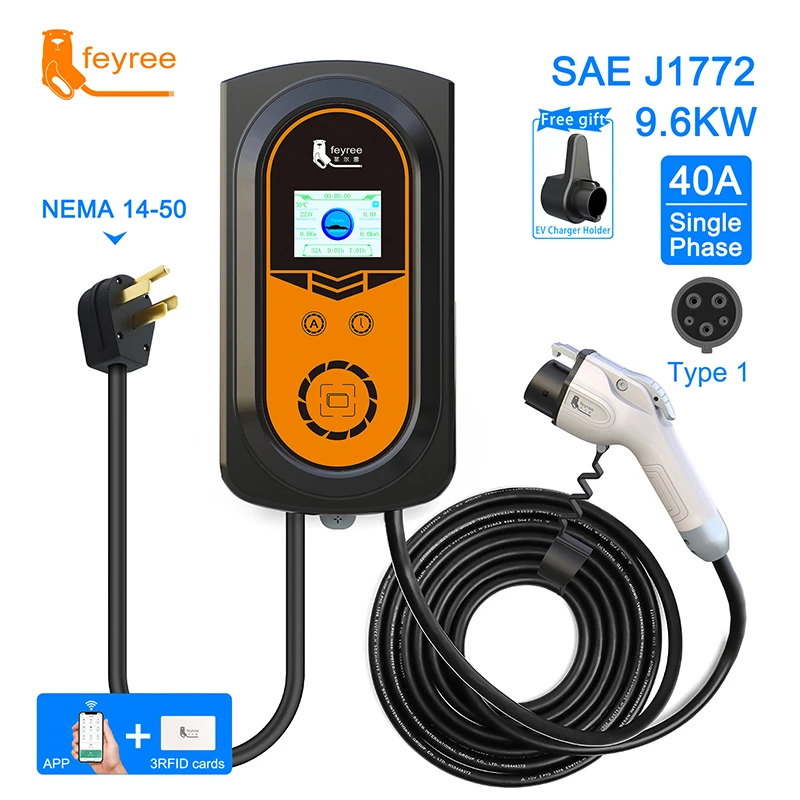 Feyree J1772 Type1 Cable Ev Charger Electric Vehicle Evse Wallbox