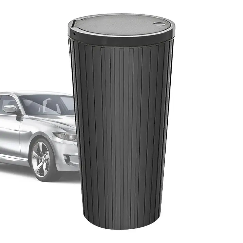 Car Mini Trash Bin Portable Large Capacity With Lid Fits Armrest Cup Holder