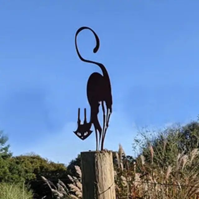 Halloween Kerti Macska Szobor Fém Alak Titokzatos Dekoráció Tartós Deformációs Ellenállás Dísz Az Udvarra - Image 4