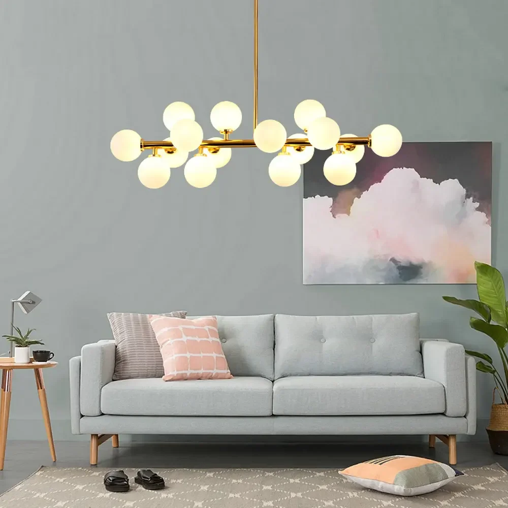 Description Picture 2 of itemNordic Modern Pendant Lamp Luxury Home Decor Lighting Fixtures Glass Round Lampshade Chandelier for Restaurant Villa