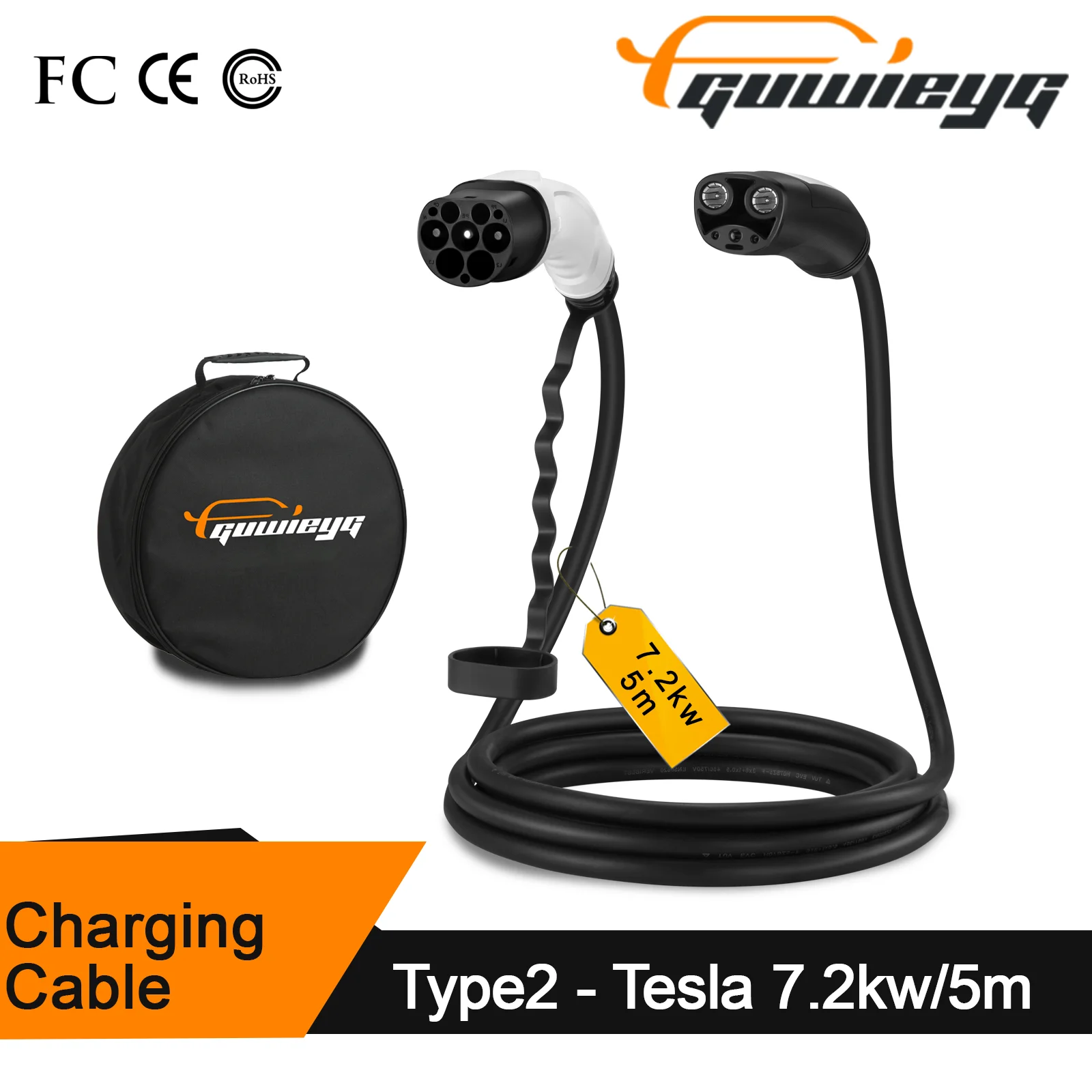 

Автомобильный зарядный кабель GUWIEYG EV type 2 к NACS, подходит для Tesla Model3/Y/X IEC62196/type 2 Plug 32A, 1-фазный электрический автомобиль 5 м кВт