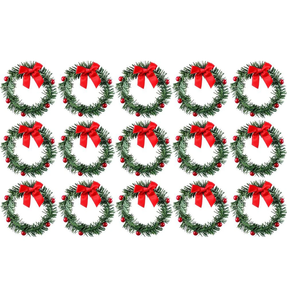 

24 Pcs Christmas Candle Ring Xmas Red Artificial Berry Candle Rings for Crafts Mini Wreath Candle Holder Rings