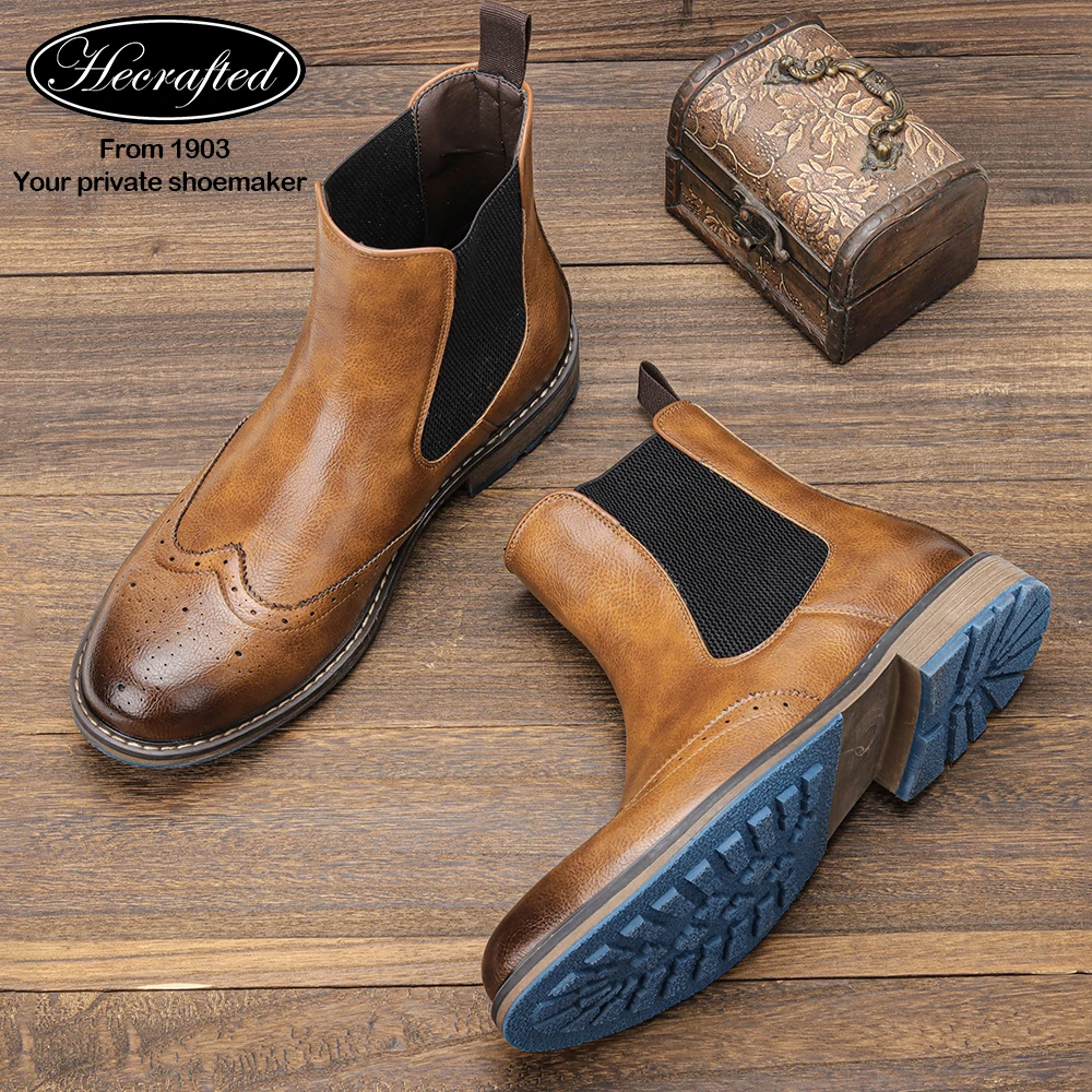 Chelsea Boots Men Brand Fashion Retro High Quality Comfortable Leather Ankle Boots #AL664