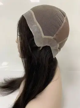 Lace in the Center with Knotted Pu around Human Hair Wigs For Women Breathable Jewish Women Wigs 100% Human Hair Women's Wig