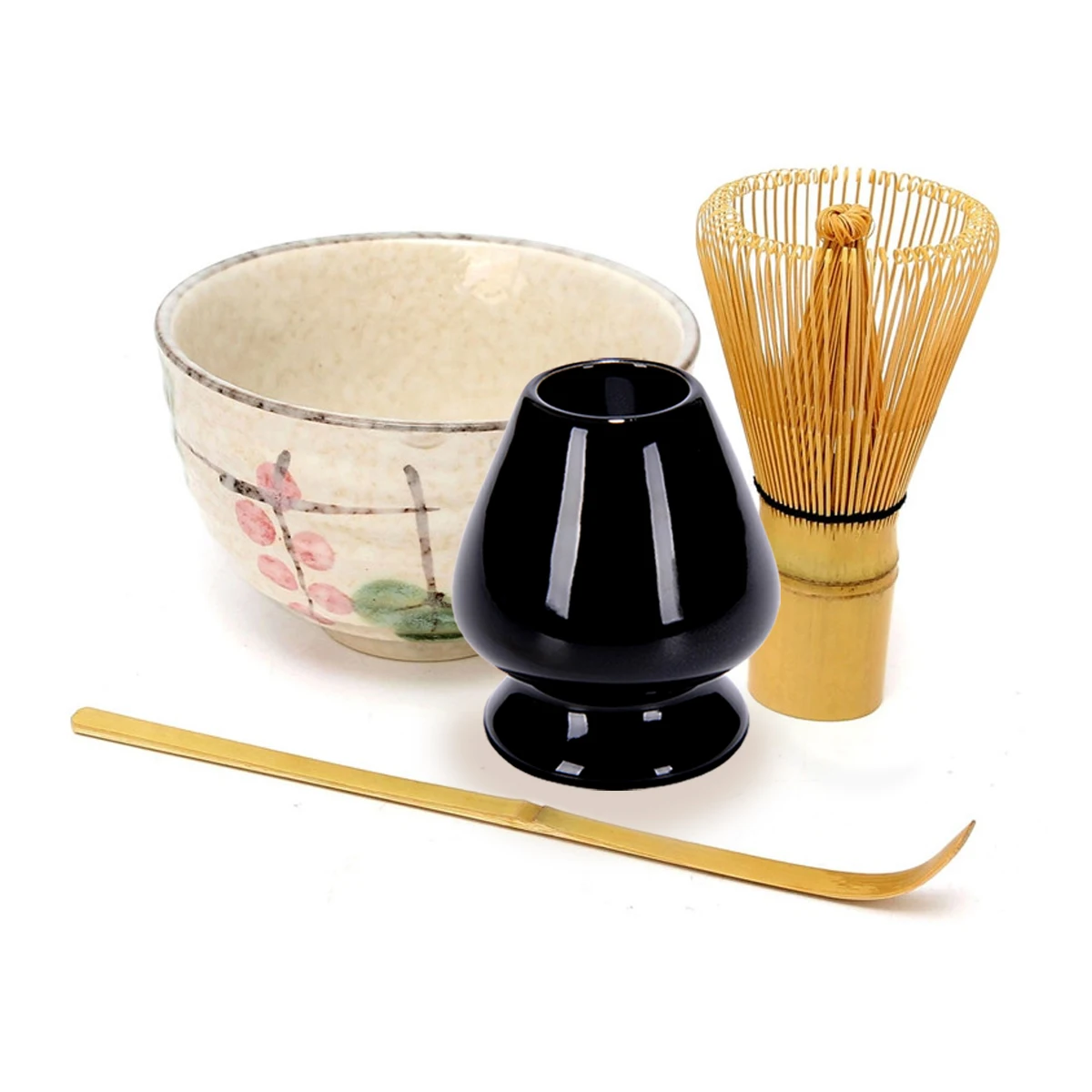 Tea Service Bamboo Natural Matcha Green Tea Powder Whisk Scoop Ceramic Bowl Set Japanese Teaware Ceremony matcha tea set,matcha tea tools,tea ceremony tools,tea set