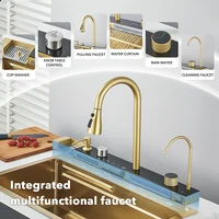 Golden Stainless Steel Kitchen Sink Smart Digital Display Integrated Kitchen Sink Set Multi-functional Wash Basin 2