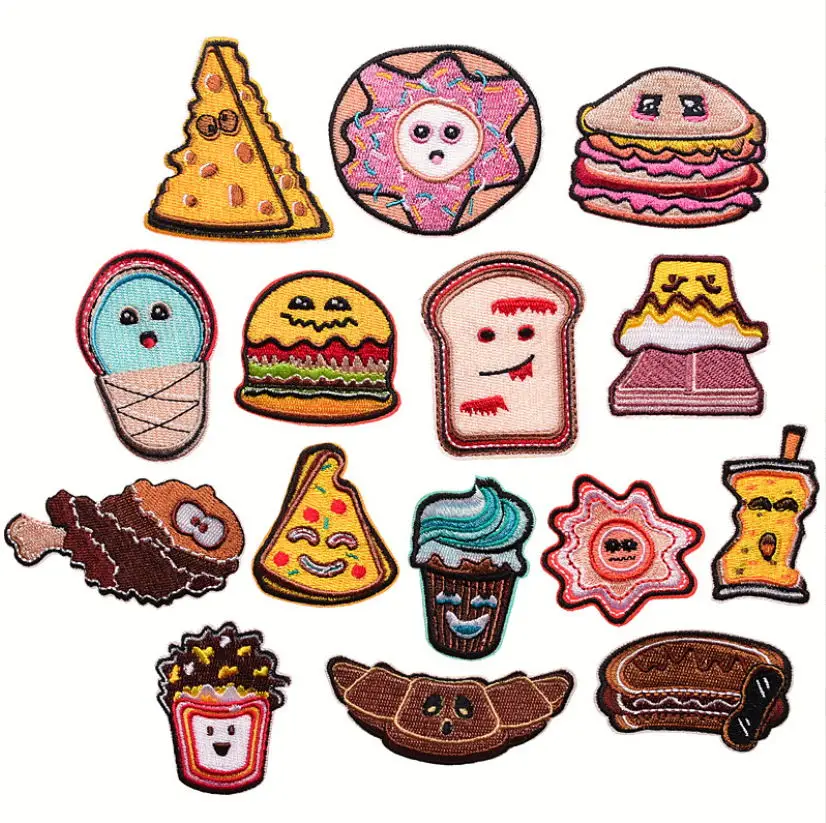 

10 Pcs Food Badges Embroidery Patches Embroidered Clothing Hat Bag Shoe Repair Material Phone Gift Box Decor DIY Accessory