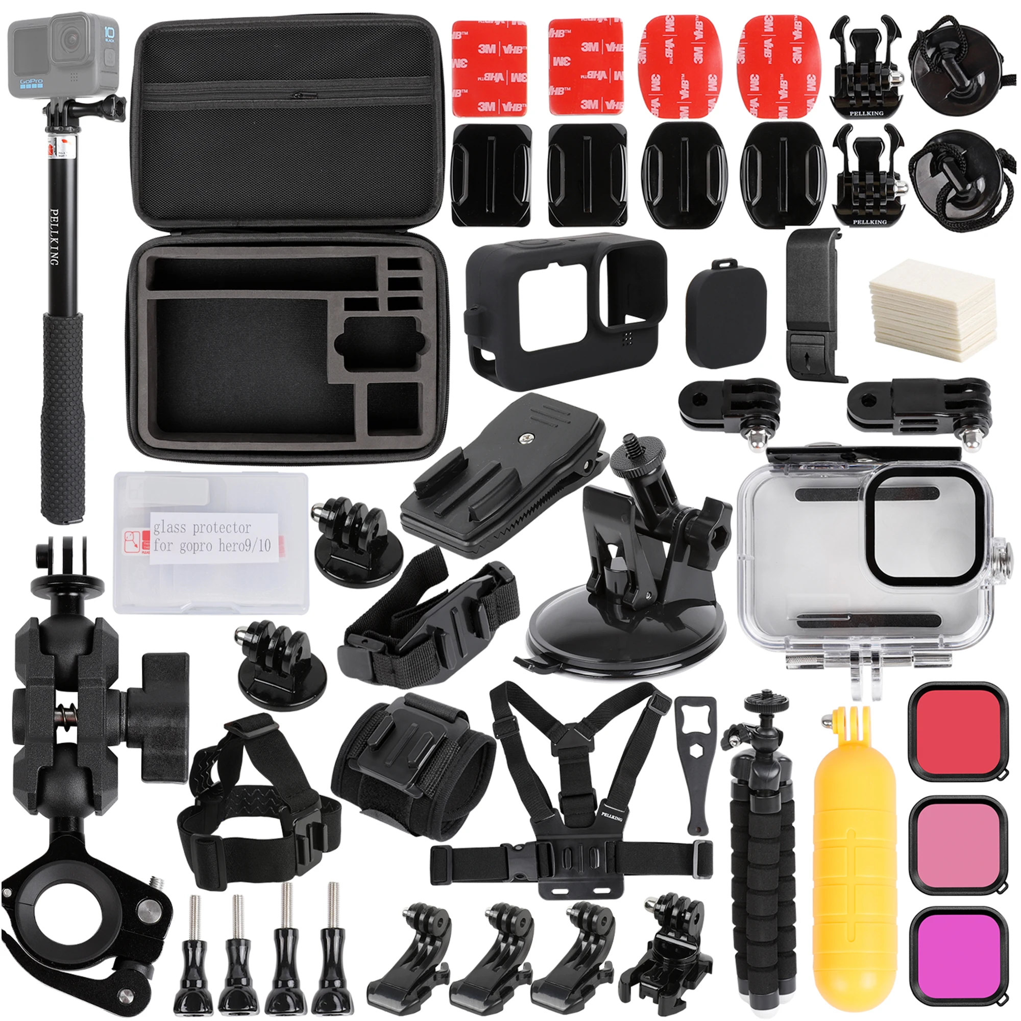 Accessories Kit for GoPro Hero 11 10 9 Black Action Helmet Waterproof Housing Case Bundle