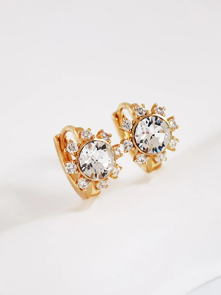 

New Trend Clip Earrings for Women Party Jewelery made with Crystals from Austria Small Hoop Earings Girls Daily Bijoux Gifts