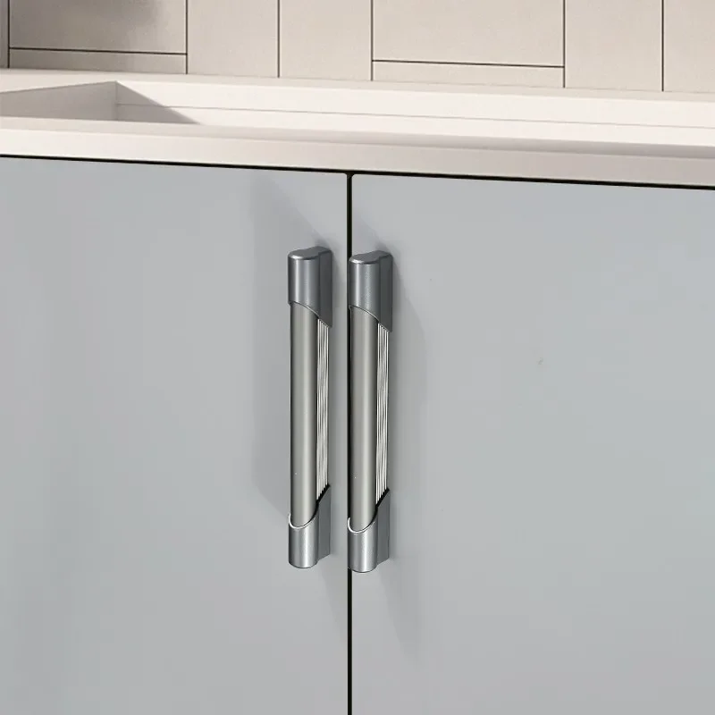 Grey Black Aluminum Alloy Drawer Closet Wardrobe Cupboard Cabinet Pulls Door Handle for Cabinet Wardrobe Drawer Kitchen Cupboard
