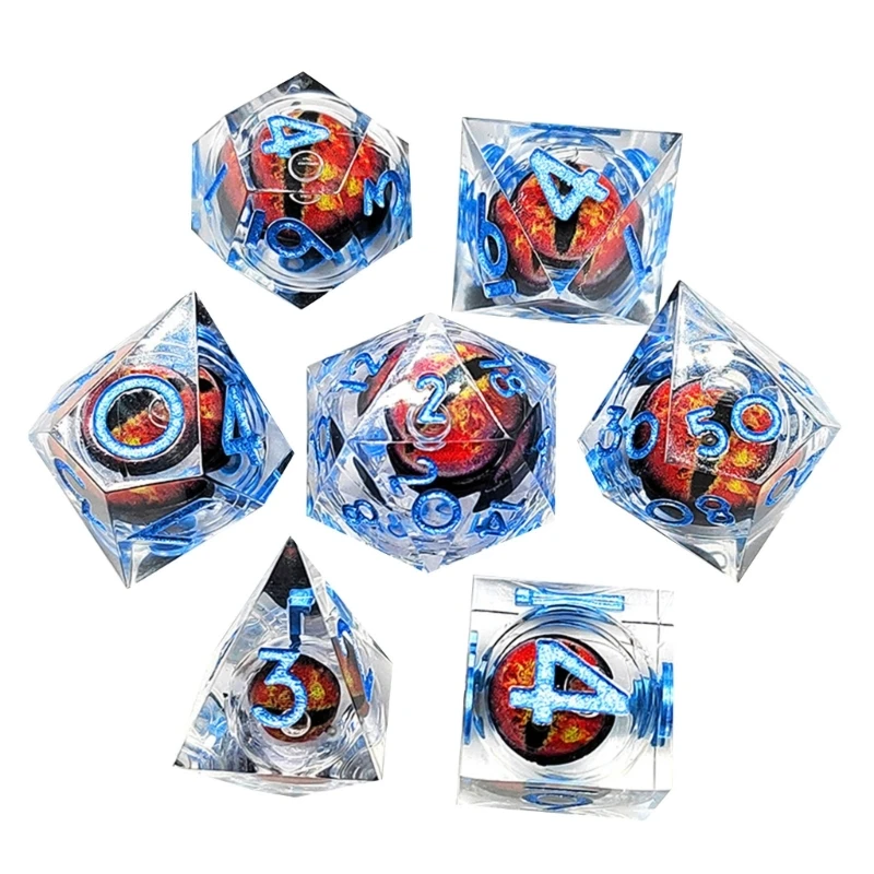 

7PCS Polyhedral DiceSet for RPG Tabletop Game Dragon Eyes Resin DiceSet for DND RPG Role Play Game Dices