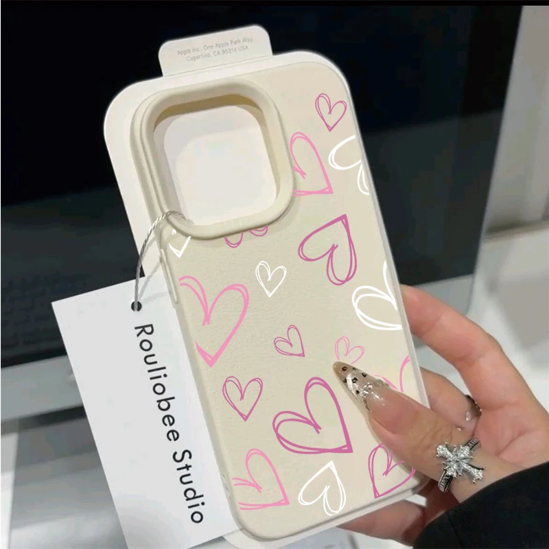 Chic Love Heart Candy Leather Texture Phone Case